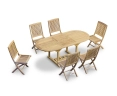 Brompton Teak Extendable Dining Table and 6 Rimini Folding Chairs Set