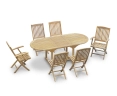 Brompton Extendable Teak Table, 2 Bali Folding Armchairs and 4 Bali Folding Chairs Set