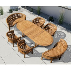 Wimbledon Teak Garden Dining Set – Wide Table