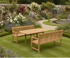 Carida 1.8m Table and York Benches Set