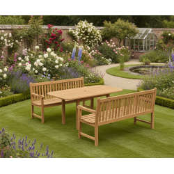 Carida 1.8m Table and York Benches Set
