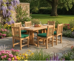 Cadogan 6 Seater Teak Table 1.5m & Windsor Side Chairs