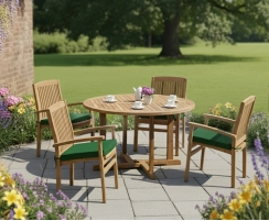 Canfield Round 1.3m Table & 4 Bali Stacking Chairs