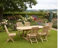 Brompton Extendable Teak Table and 6 Bali Folding Chairs Set