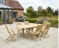 Brompton Extendable Teak Table, 2 Bali Folding Armchairs and 4 Bali Folding Chairs Set