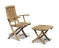 Rimini Folding Teak Armchair and Bali Folding Footstool