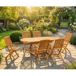 Brompton Teak Extending Table and Bali Folding Armchairs Set