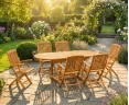 Brompton Teak Extending Table and Bali Folding Armchairs Set