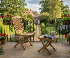Rimini Teak Folding Dining Chair and Bali Folding Garden Footstool