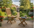 Rimini Teak Folding Dining Chair and Bali Folding Garden Footstool