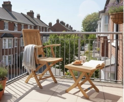 Rimini Folding Teak Armchair and Bali Folding Footstool
