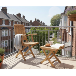 Rimini Folding Teak Armchair and Bali Folding Footstool