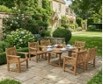 Brompton Single-Leaf Teak Extendable Table with 6 Taverners Armchairs