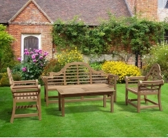 Lutyens-Style 1.95m Bench & Armchairs with Hilgrove Coffee Table Set