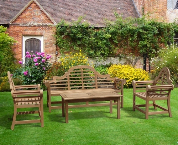 Lutyens-Style 1.95m Bench & Armchairs with Hilgrove Coffee Table Set