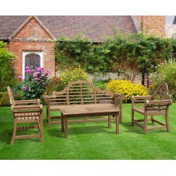 Lutyens-Style 1.95m Bench & Armchairs with Hilgrove Coffee Table Set