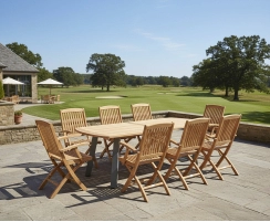 Disk 8-Seater Oval Table with Bali Folding Chairs Dining Set - 2.2m