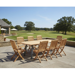Disk 8-Seater Oval Table with Bali Folding Chairs Dining Set - 2.2m