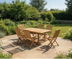 Hilgrove 6 Seater Rectangular Table 1.5m with Brompton Folding Armchairs