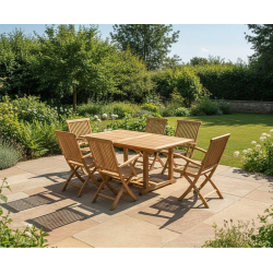 Hilgrove 6 Seater Rectangular Table 1.5m with Brompton Folding Armchairs