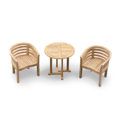 Canfield 80cm Round Teak Table and Kensington Banana Chairs