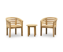Occasional Round Teak Table and Kensington Banana Chairs Set