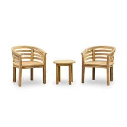Occasional Round Teak Table and Kensington Banana Chairs Set