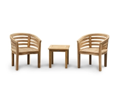 Teak 50cm Square Table and Kensington Banana Chairs Set