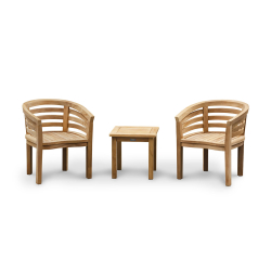 Teak 50cm Square Table and Kensington Banana Chairs Set