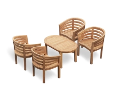Wimbledon Oval Coffee Table and Kensington Teak Banana Chairs Set