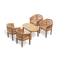 Wimbledon Oval Coffee Table and Kensington Teak Banana Chairs Set