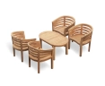 Wimbledon Oval Coffee Table and Kensington Teak Banana Chairs Set