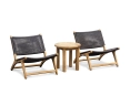 Round Teak Occasional Table and Amalfi Lounge Chairs Set - Java Brown