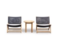 Round Teak Occasional Table and Amalfi Lounge Chairs Set - Java Brown
