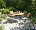 Bistro Round 1.2m Table & 4 Armchairs Teak Folding Dining Set