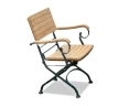 Bistro Round 1.2m Table & 4 Armchairs Teak Folding Dining Set
