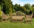 Lutyens-Style Teak 1.95m Bench, Armchairs & Coffee Table Outdoor Set