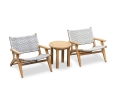 Round Teak Occasional Table and Amalfi Lounge Armchairs - Grey Marble