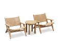 Round Teak Occasional Table and Amalfi Lounge Armchairs - Honey Wicker