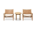 Round Teak Occasional Table and Amalfi Lounge Armchairs - Honey Wicker