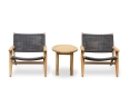 Round Teak Occasional Table and Amalfi Lounge Armchairs - Java Brown