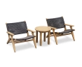 Round Teak Occasional Table and Amalfi Lounge Armchairs - Java Brown