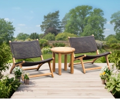 Round Teak Occasional Table and Amalfi Lounge Chairs Set