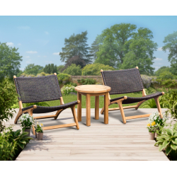 Round Teak Occasional Table and Amalfi Lounge Chairs Set