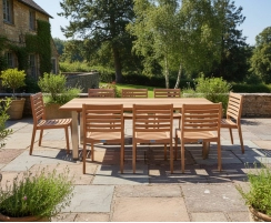 Marina 2.2m Table and 8 Vero Stacking Chairs Set