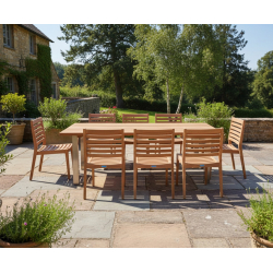 Marina 2.2m Table and 8 Vero Stacking Chairs Set