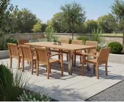Marina 2.2m Garden Table and 8 Monaco Stacking Chairs
