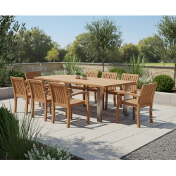 Marina 2.2m Garden Table and 8 Monaco Stacking Chairs