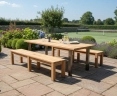 Marina Rectangular 220cm Table and 2 Teak Chichester Benches