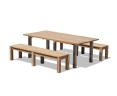 Marina Rectangular 220cm Table and 2 Teak Chichester Benches